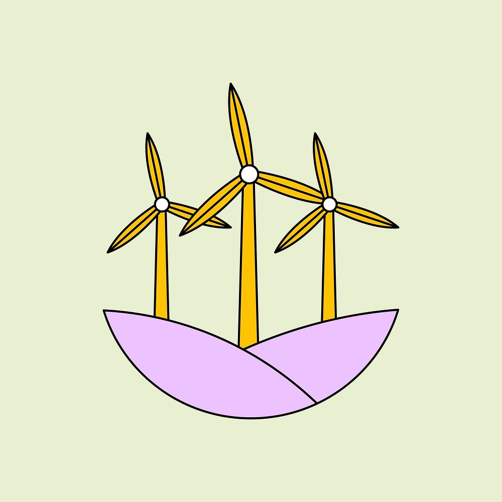 Renewable energy sticker vector with wind turbine illustration