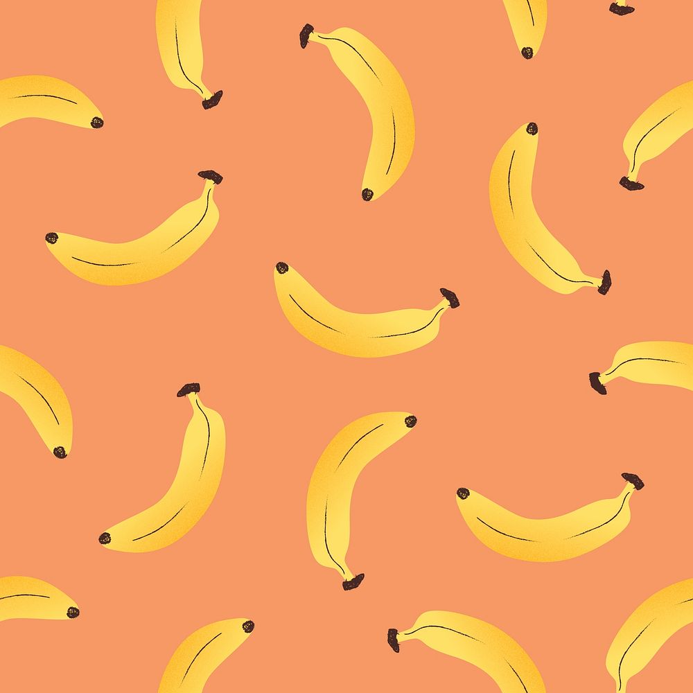 Banana seamless pattern background, cute food illustration