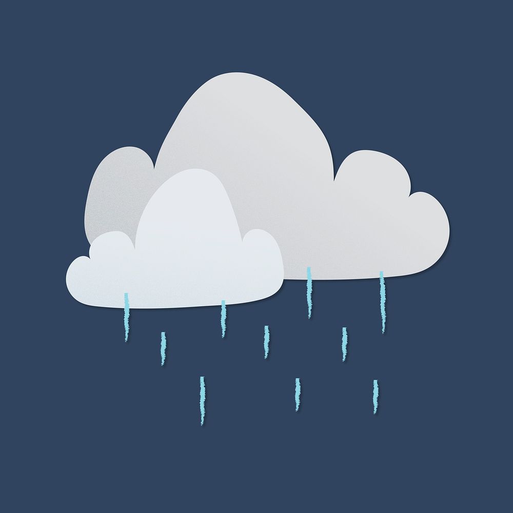 Cute rainy cloud sticker, printable weather clipart vector