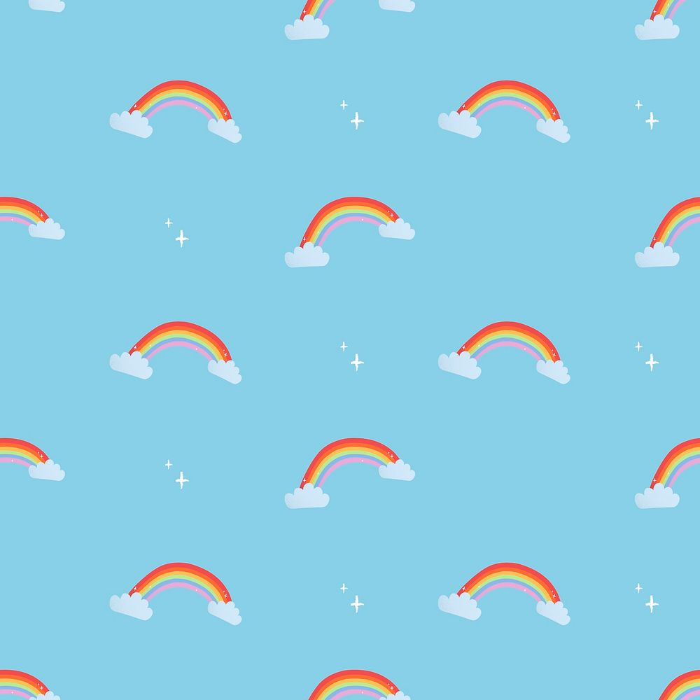 Cute seamless kids pattern background, rainbow psd illustration