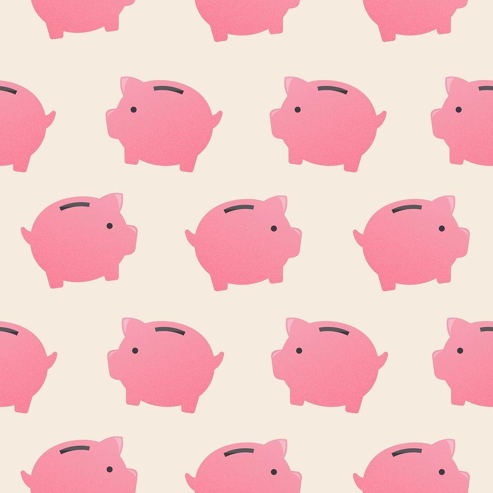 Piggy bank seamless pattern background, money finance illustration