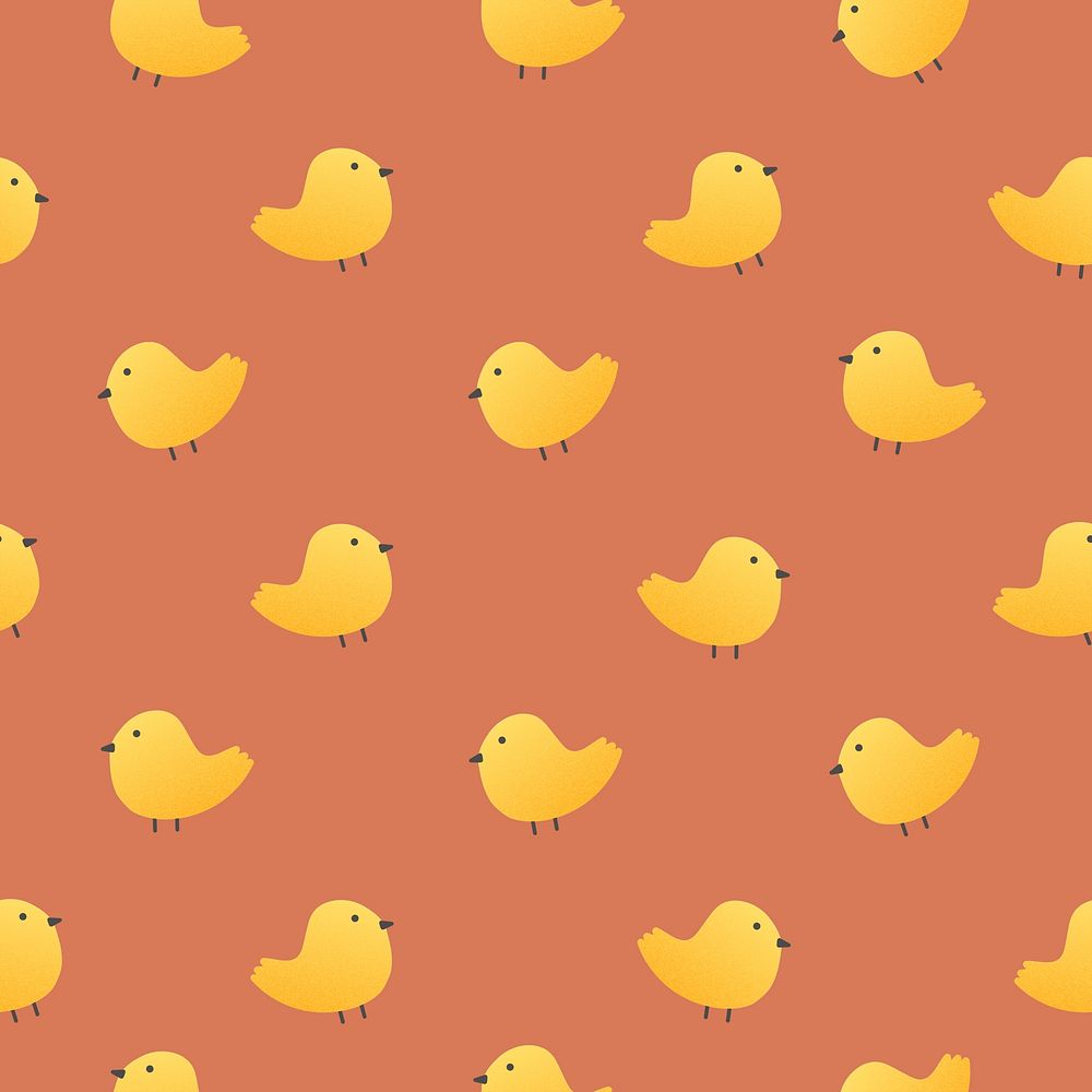 Seamless animal pattern background, cute little bird psd illustration