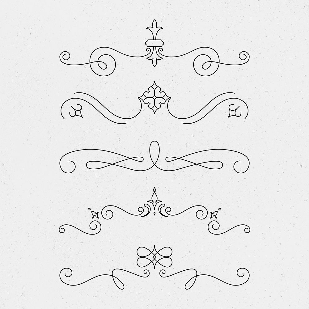 Vintage ornament psd set in black