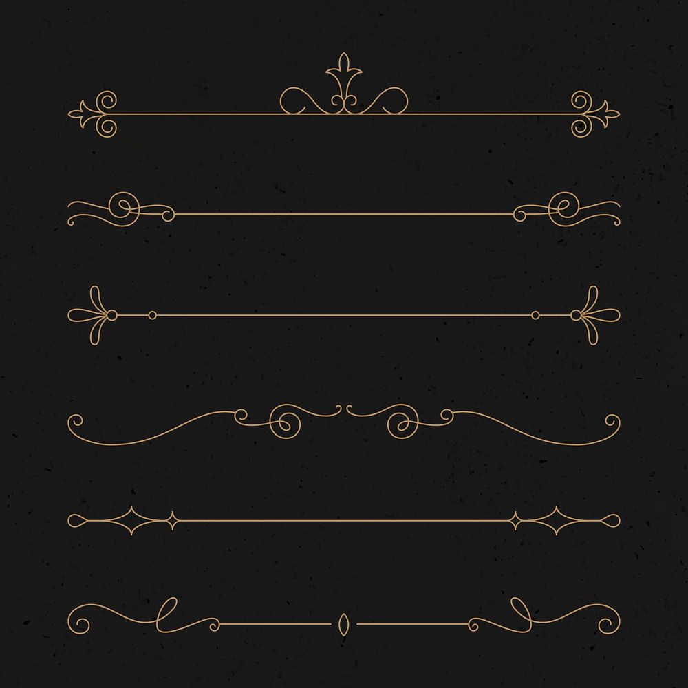 Vintage ornament vector set in luxury gold 