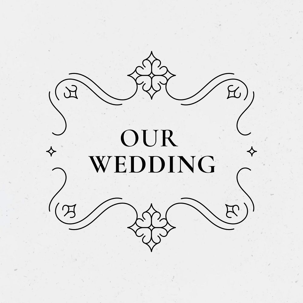 Wedding badge vector vintage ornamental style