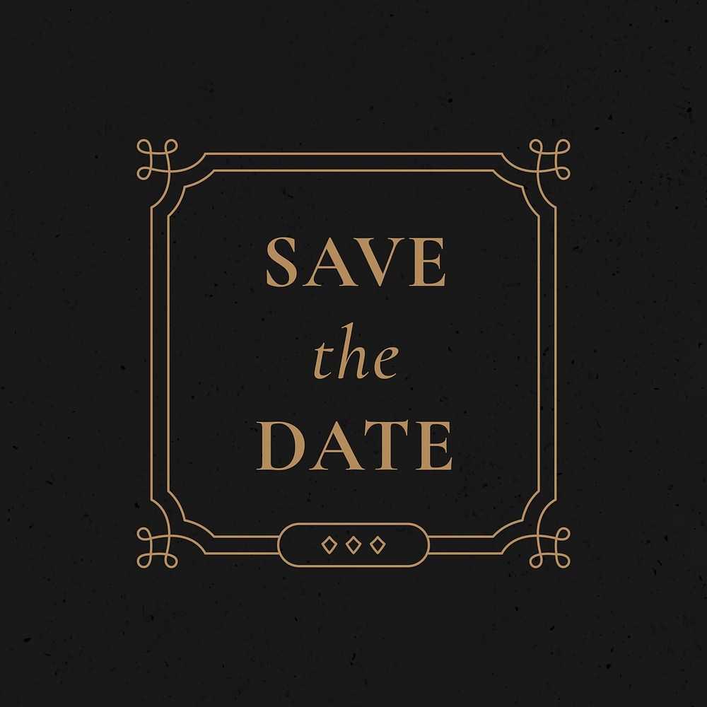 Wedding badge vector gold vintage ornamental style save the date