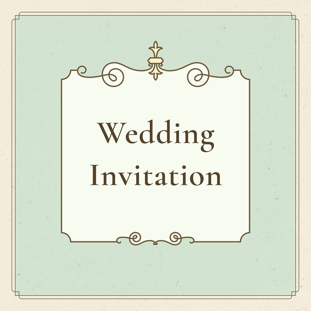 Vintage wedding badge vector on pastel green background