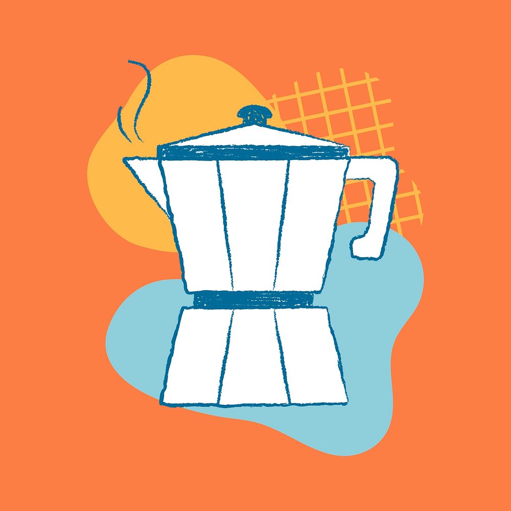 Funky coffee badge cute cafe illustration psd