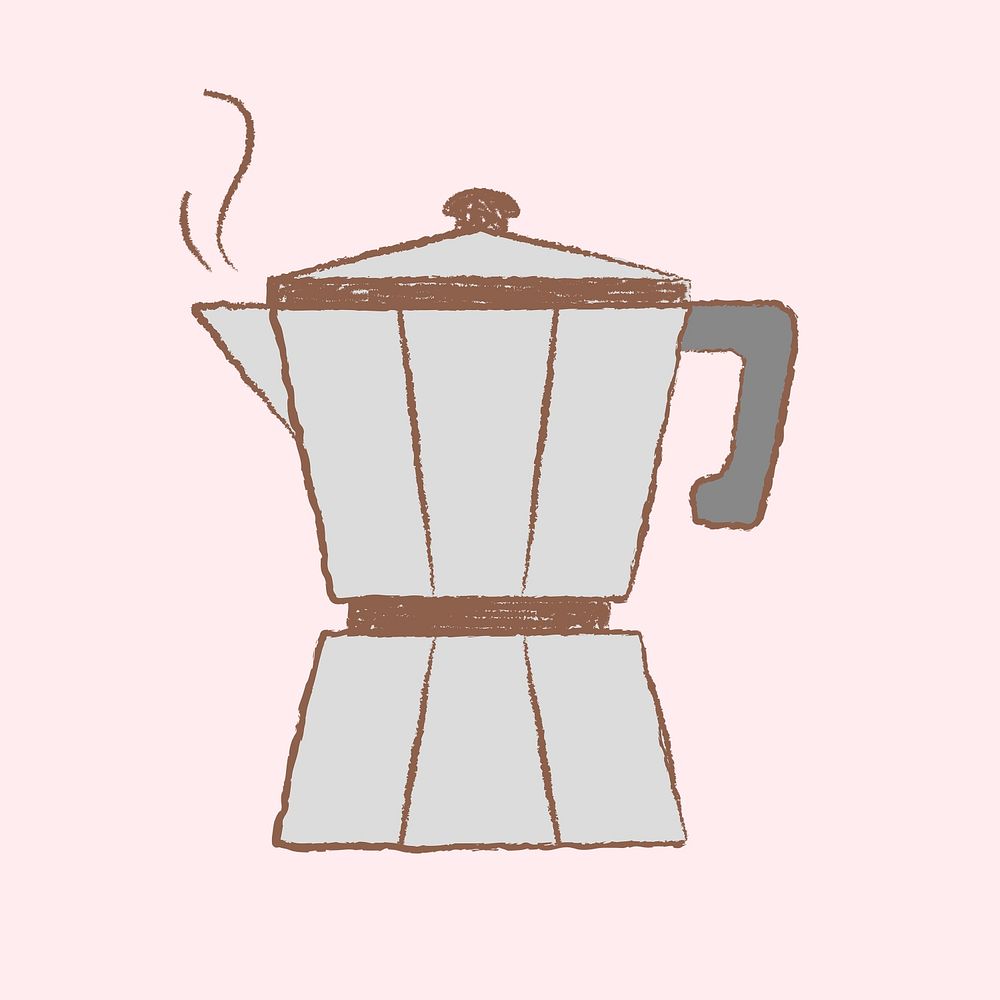 Moka pot coffee illustration, cafe & bakery design psd