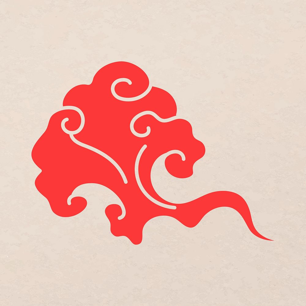 Oriental cloud image, red Chinese design clipart