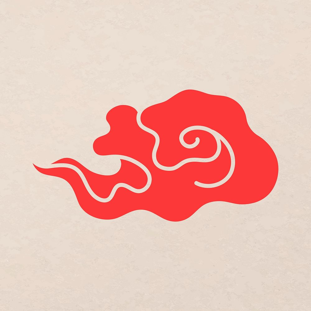 Oriental cloud image, red Chinese design clipart