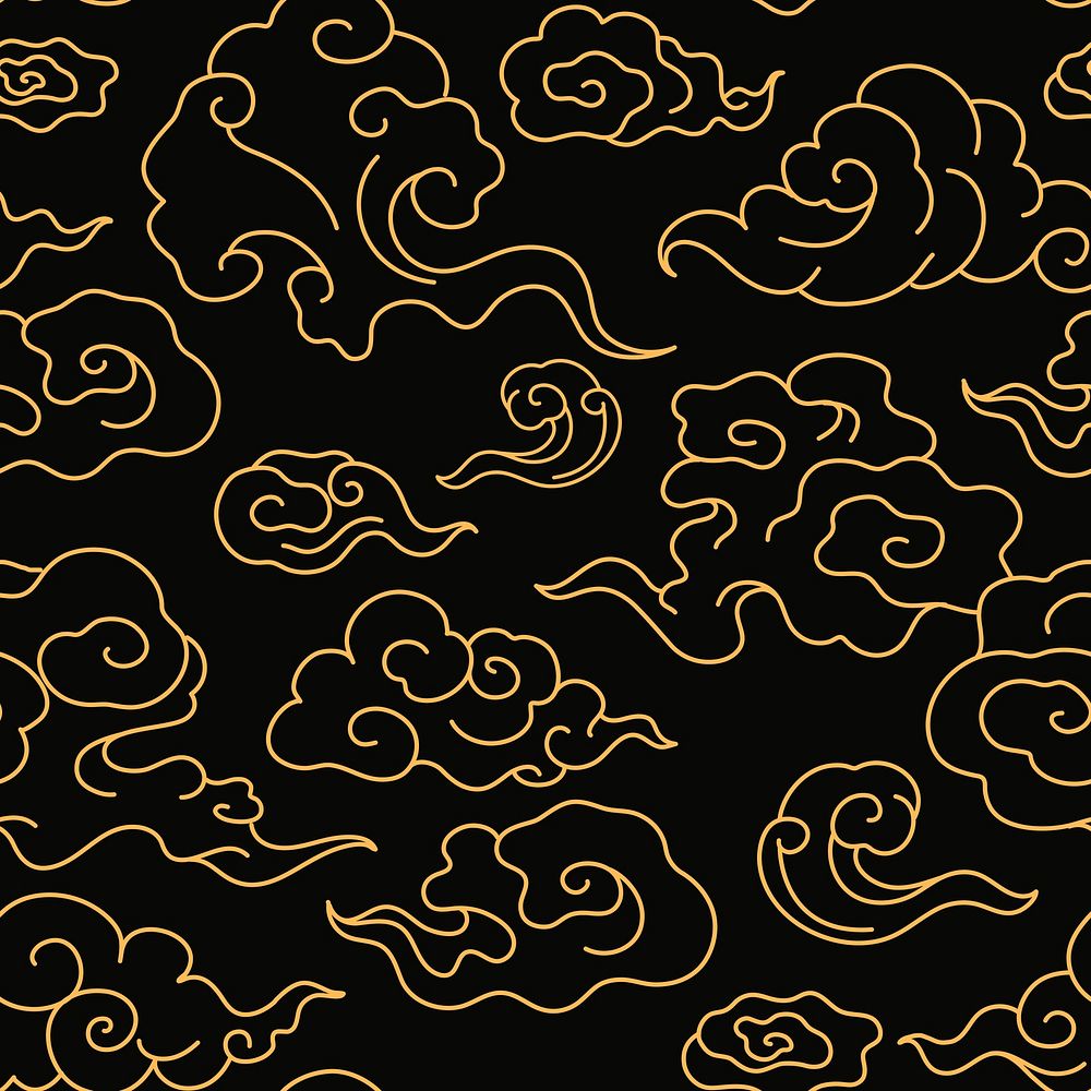 Gold cloud pattern seamless background, Chinese oriental illustration psd