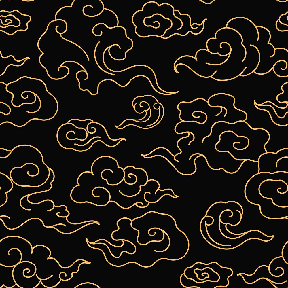 Gold cloud pattern seamless background, Chinese oriental illustration vector