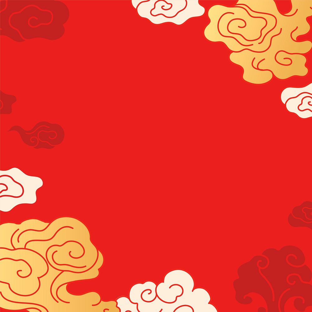 Chinese border background, oriental cloud red illustration vector