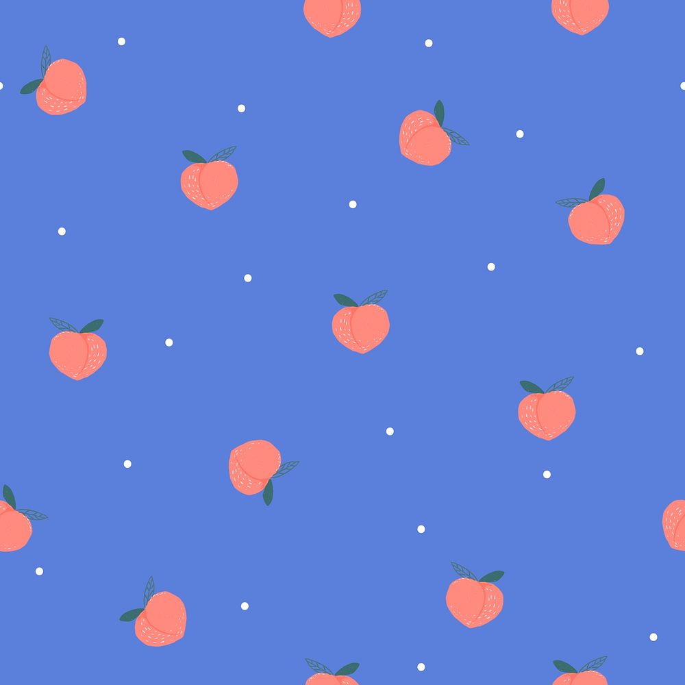Peach seamless pattern background psd, cute fruit graphic on blue