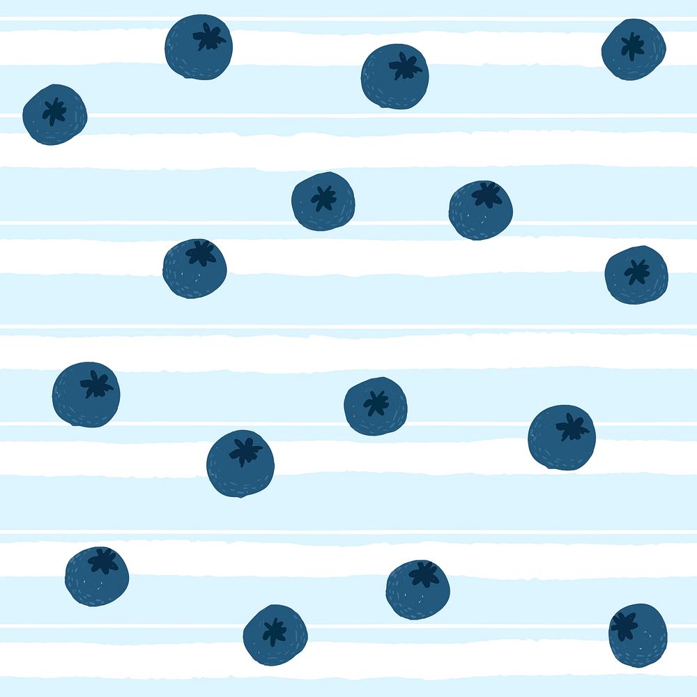 Blueberry seamless pattern background psd, cute fruit graphic on blue