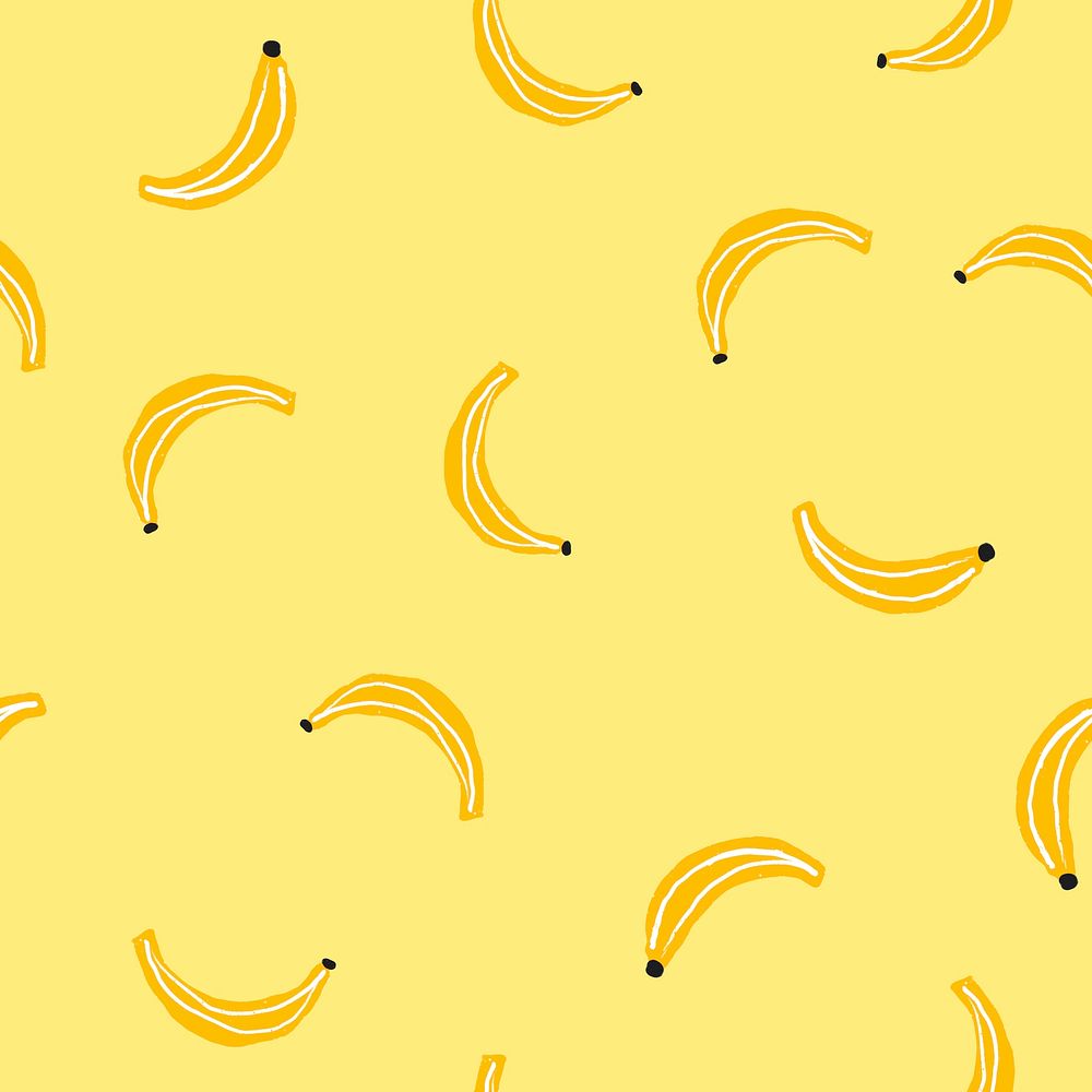 Banana seamless pattern background psd, cute fruit graphic on yellow