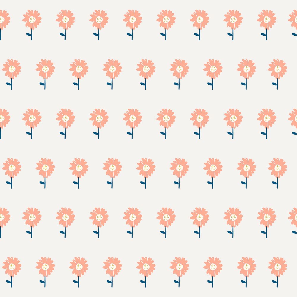 Cute flower doodle pattern psd background