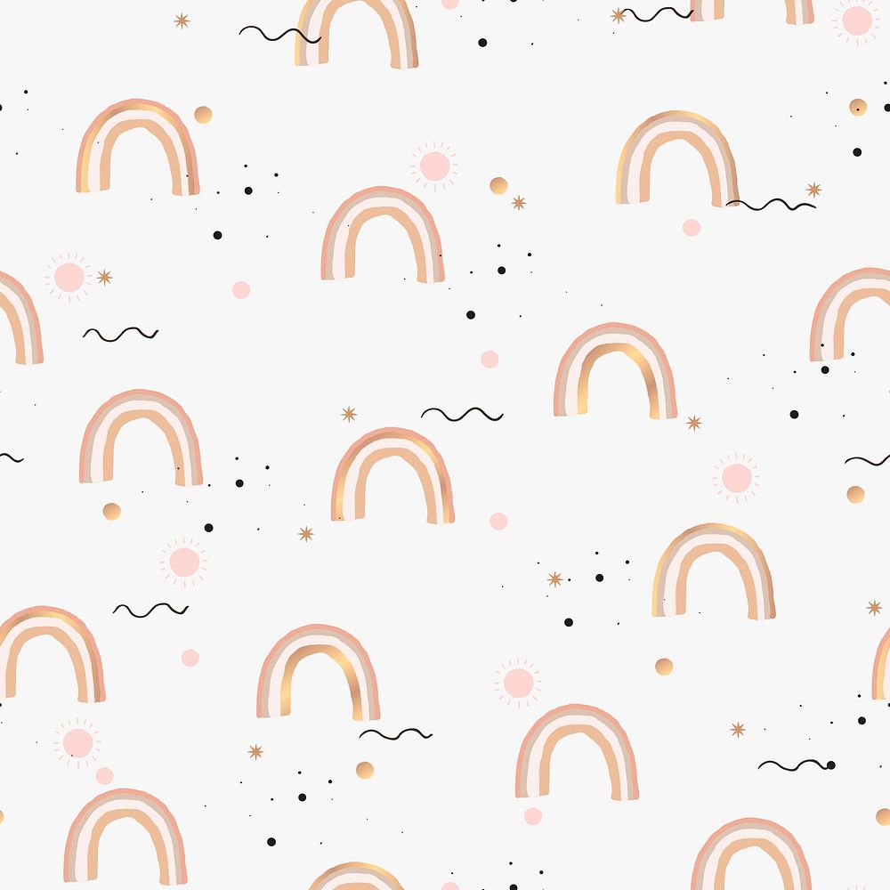 Rainbow doodle pattern background psd