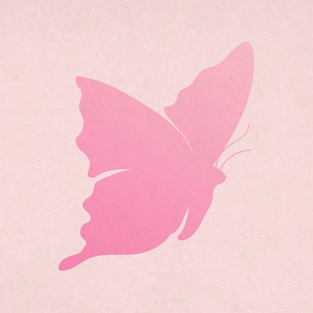 Pink butterfly sticker, beautiful gradient psd flat design