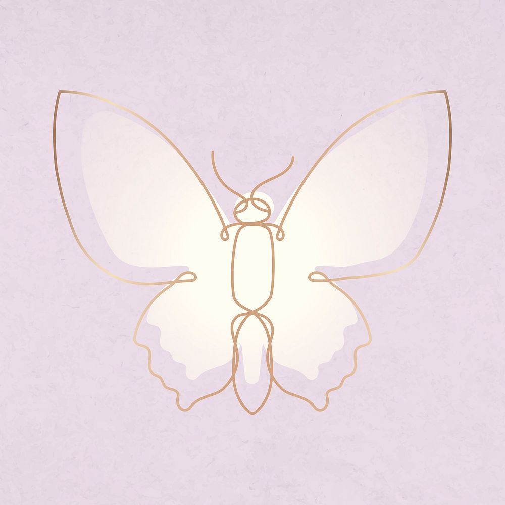 Aesthetic butterfly clipart, white gradient line art design