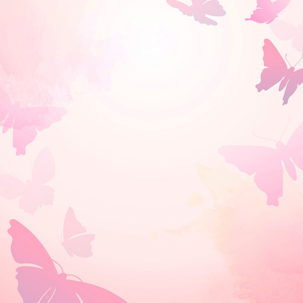 Pink butterfly frame background, watercolor beautiful psd 