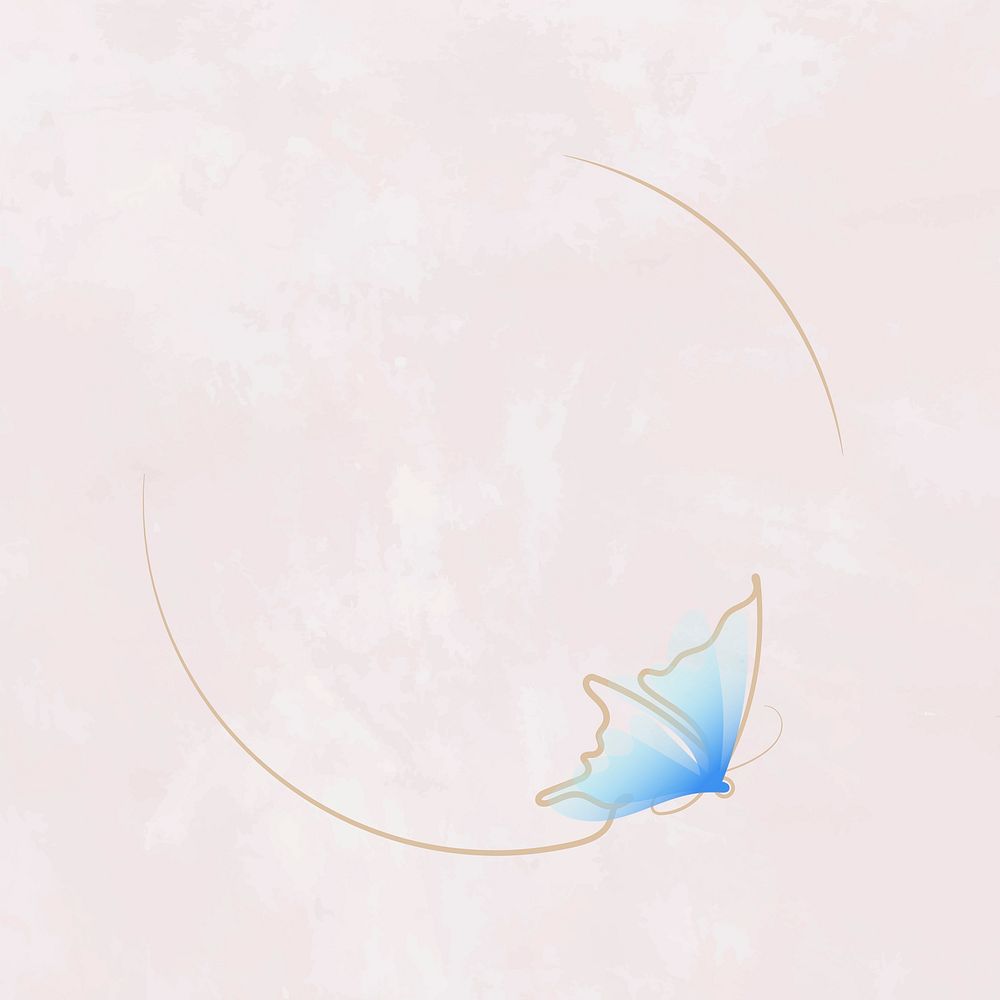 Flying butterfly clipart, blue gradient line art animal illustration