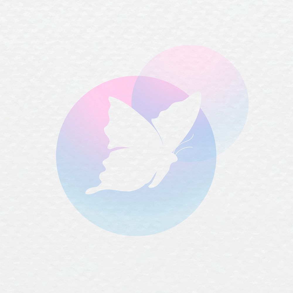 Beautiful butterfly logo element, pink psd creative animal illustration