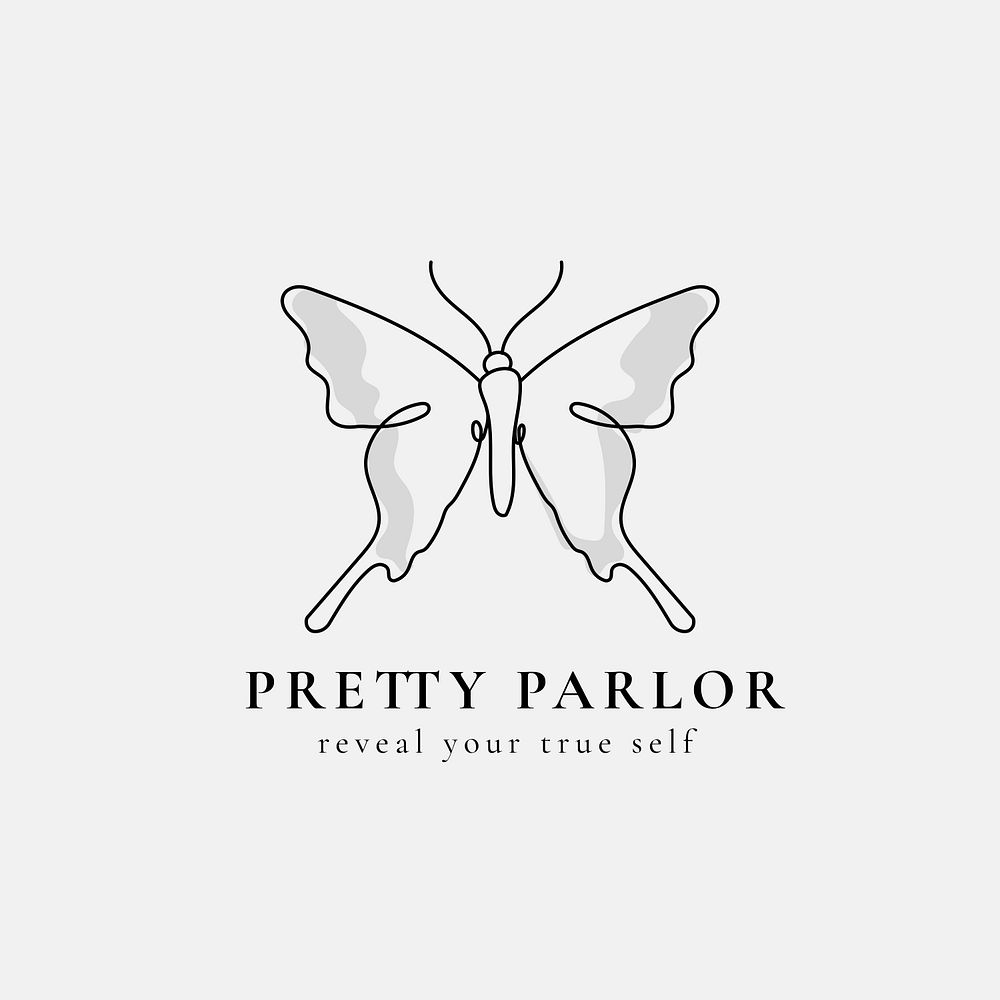 Simple butterfly logo template, beauty salon business, creative black psd design
