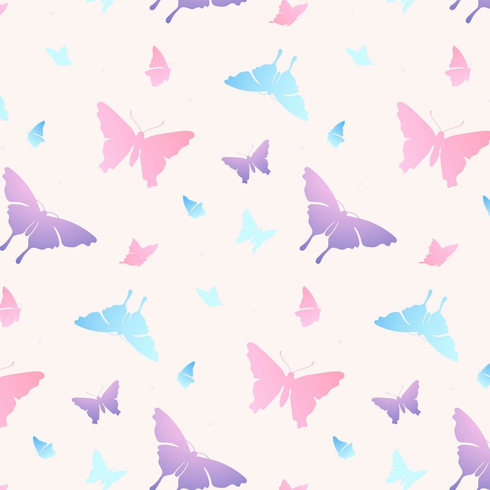 Aesthetic butterfly pattern background, pastel pink psd animal illustration