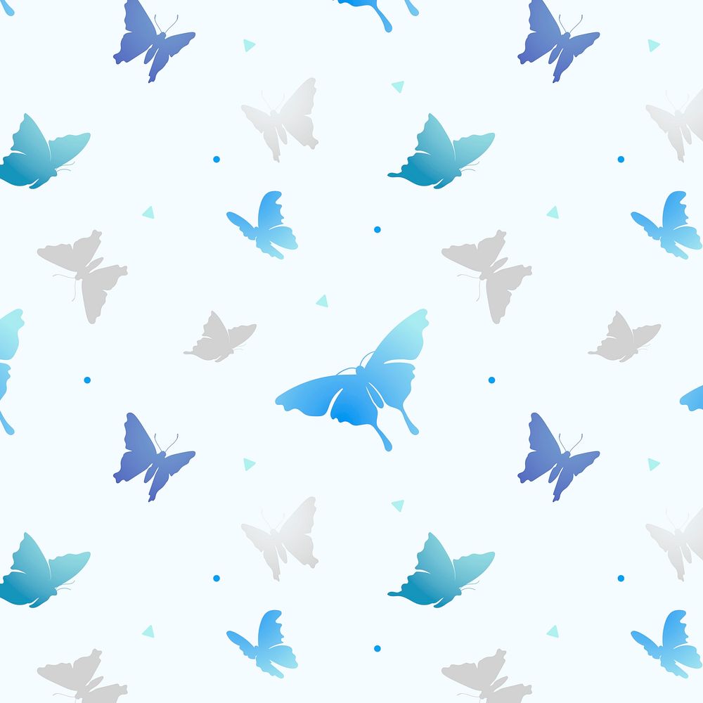 Aesthetic butterfly pattern background, pastel blue psd animal illustration