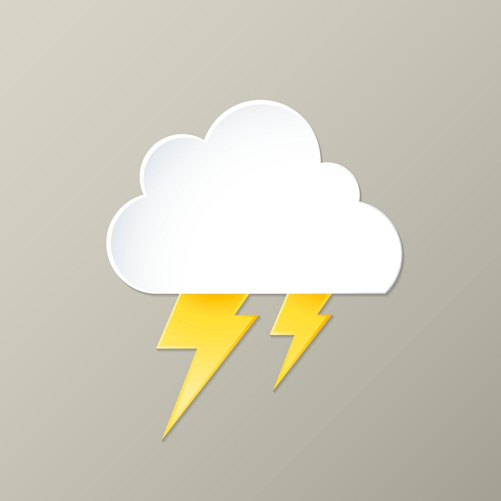 3D lightning element, cute weather clipart psd on grey background