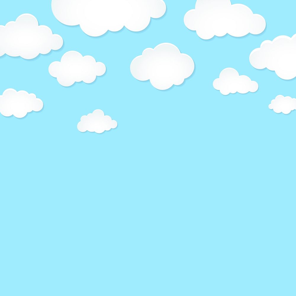 Paper cloud background, light blue design