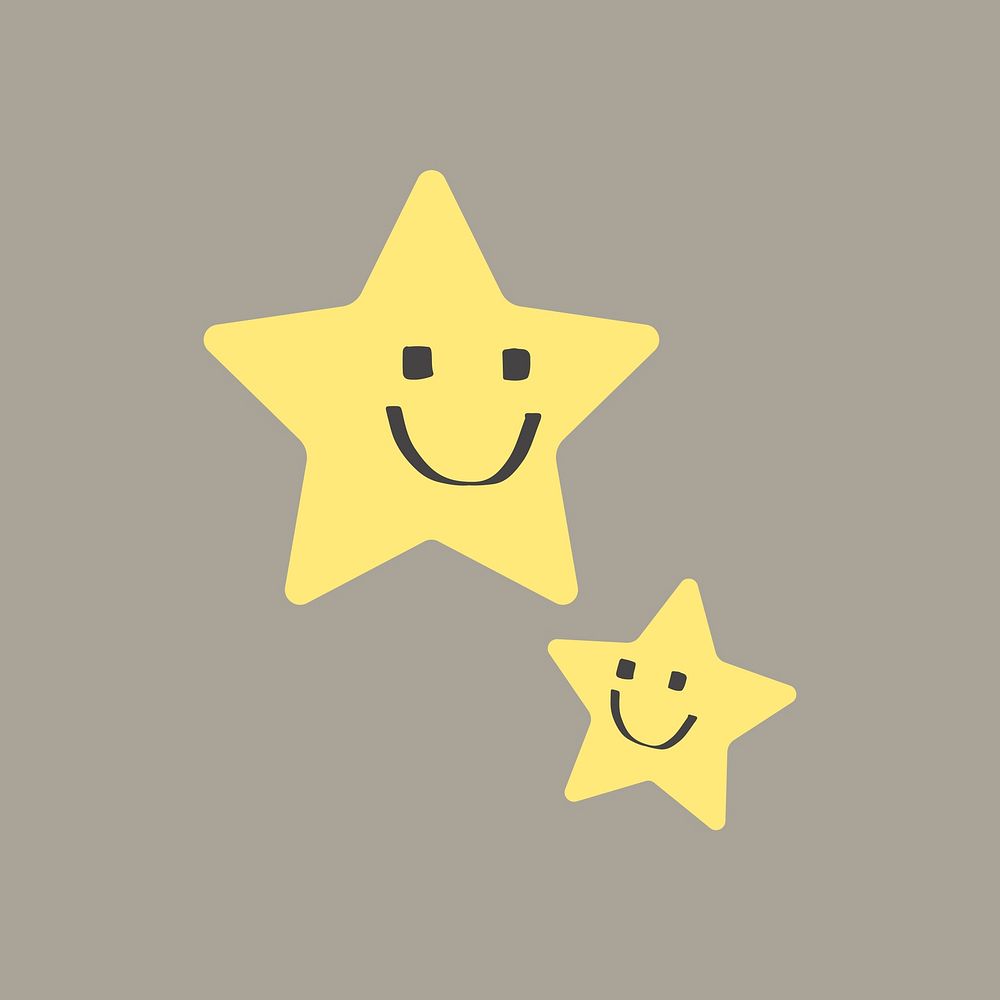 Happy stars element, cute weather clipart vector on grey background