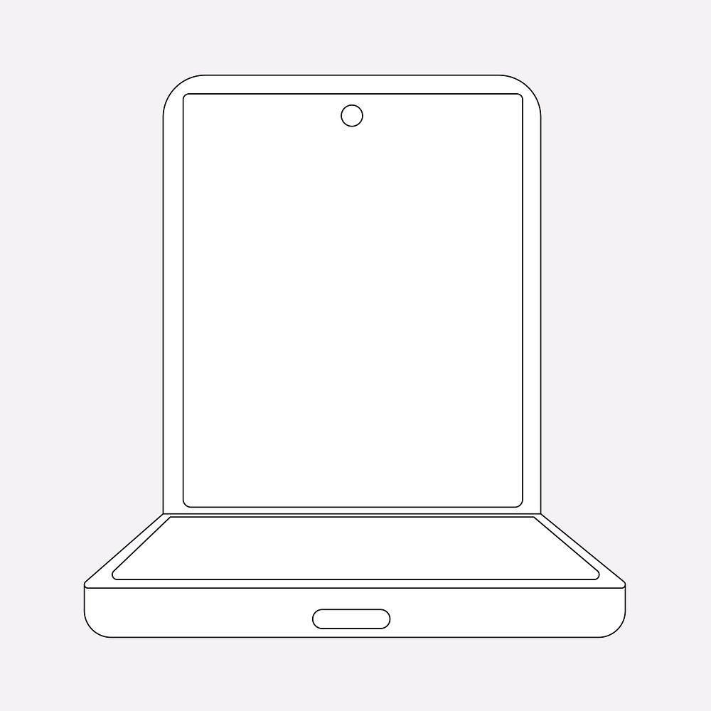 White foldable phone, blank screen, flip phone psd illustration