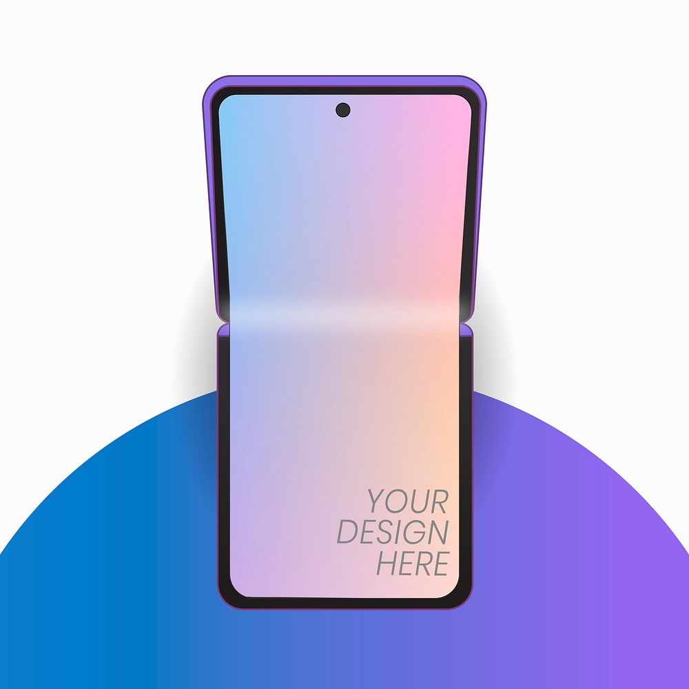 Foldable phone, blank screen, flip phone vector illustration