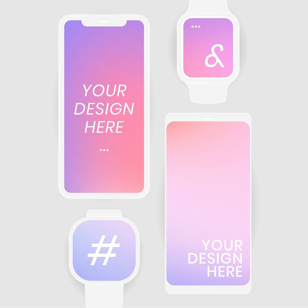 Digital device screen mockup psd illustration set