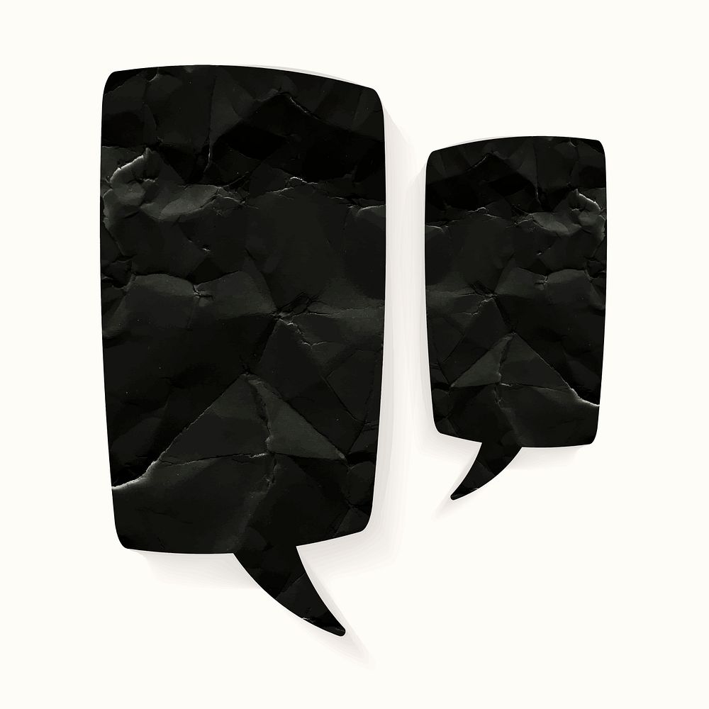 Announcement speech bubble psd icon, black paper texture