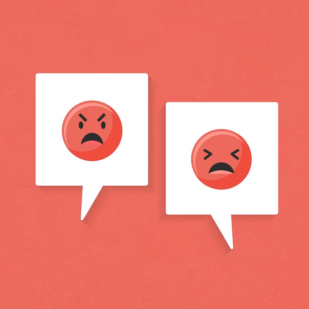 Cute speech bubble psd image, angry faces
