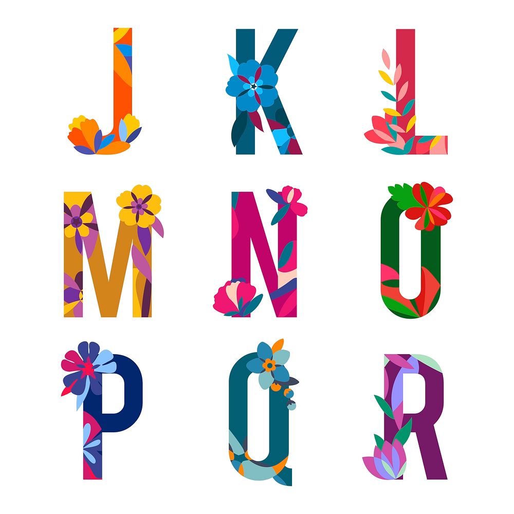 Floral patterned letters vector