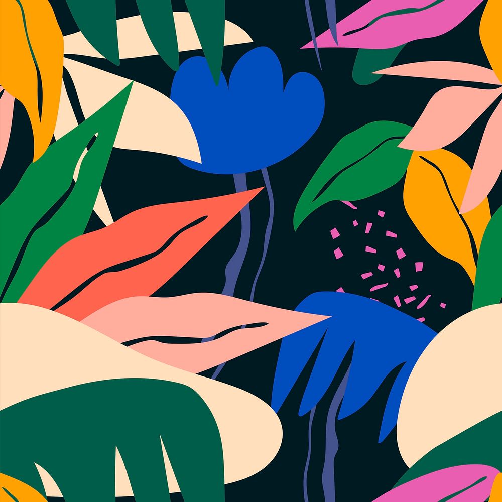 Botanical memphis seamless pattern, jungle background psd
