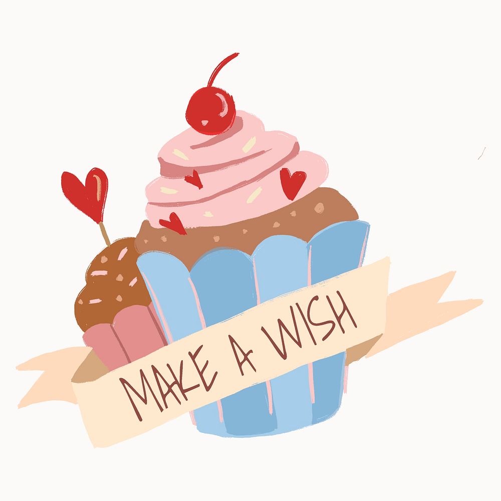 Cupcake template sticker, cute dessert graphic psd