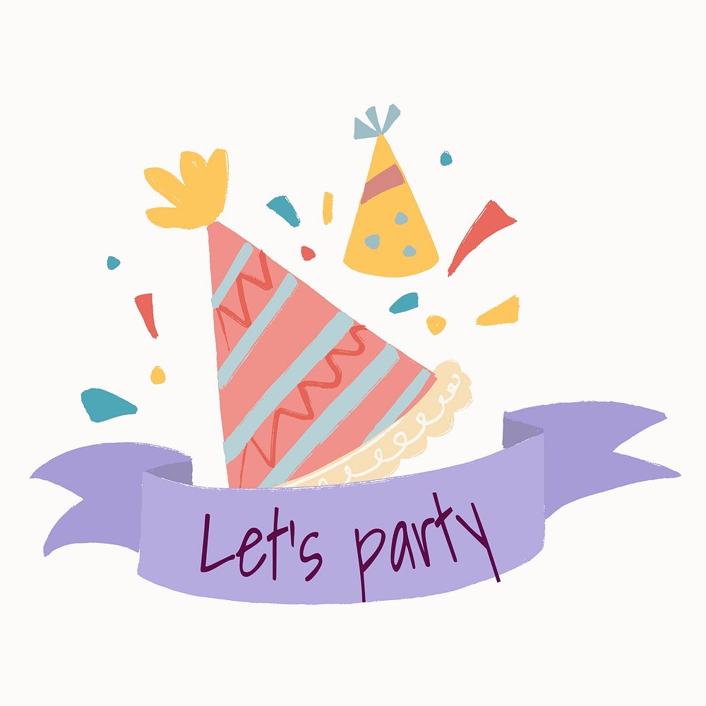 Party template sticker, cute banner graphic vector