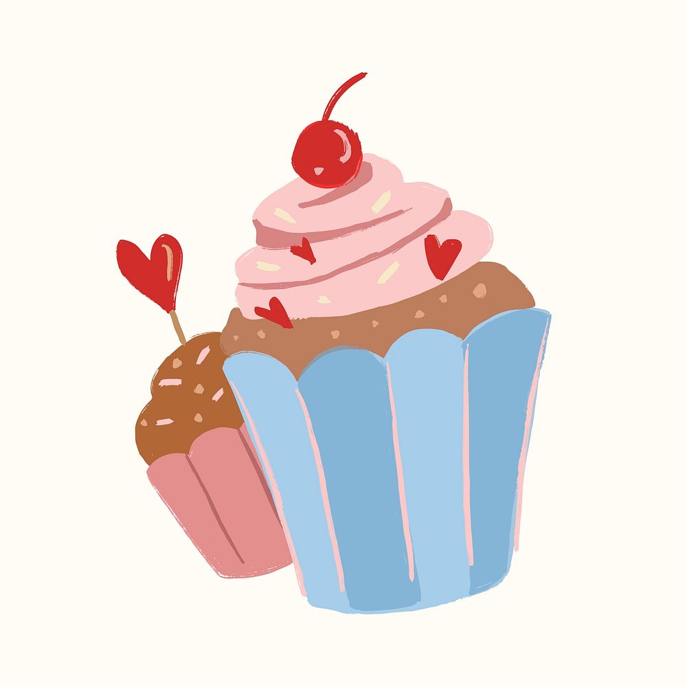 Cute dessert cupcake sticker vector