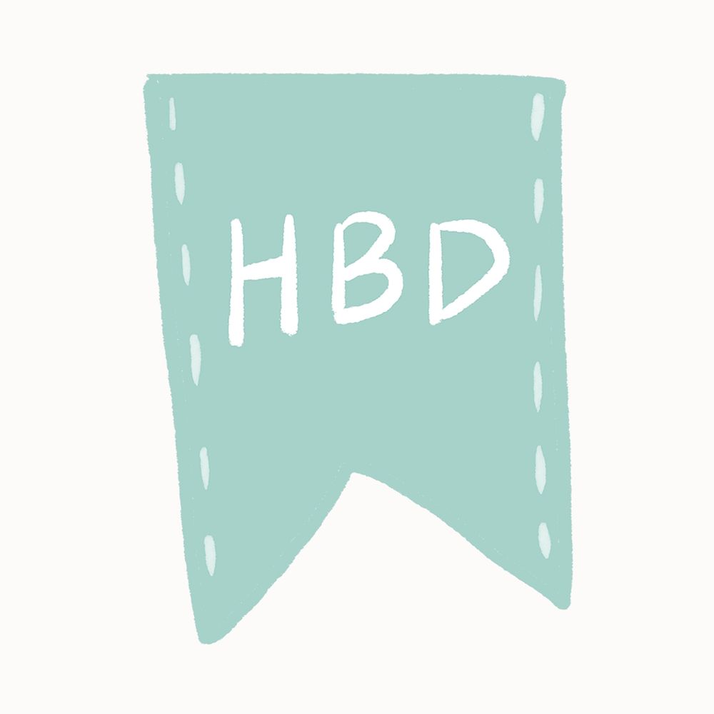 HBD badge sticker, decorative banner design psd