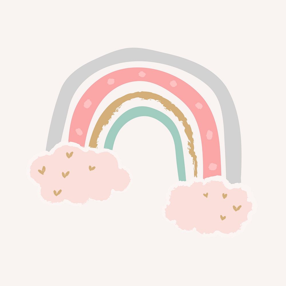 Cute rainbow in doodle style vector