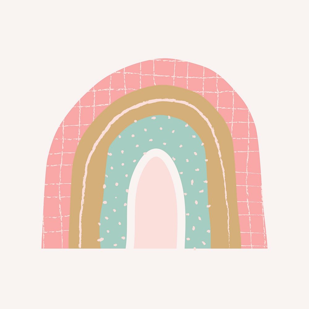 Pastel rainbow in cute doodle style psd