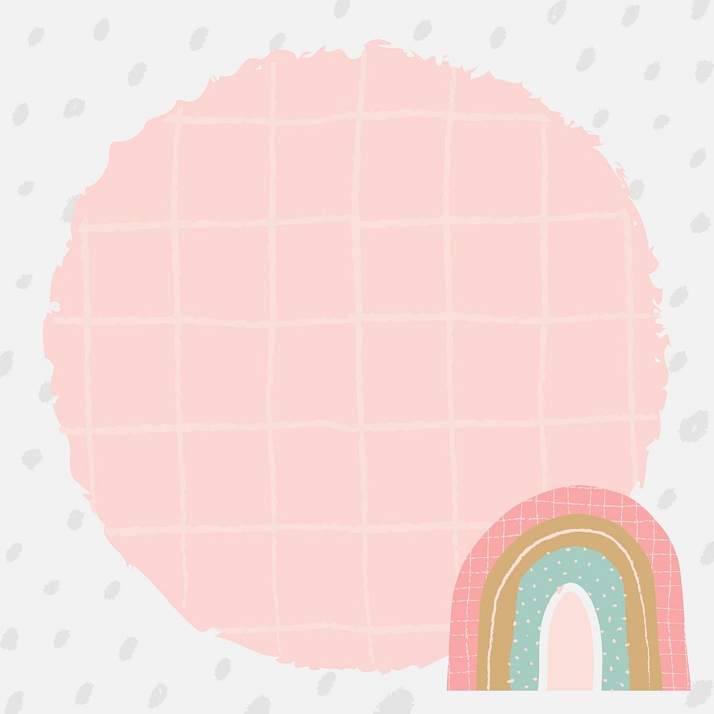 Pastel rainbow frame, cute doodle border psd