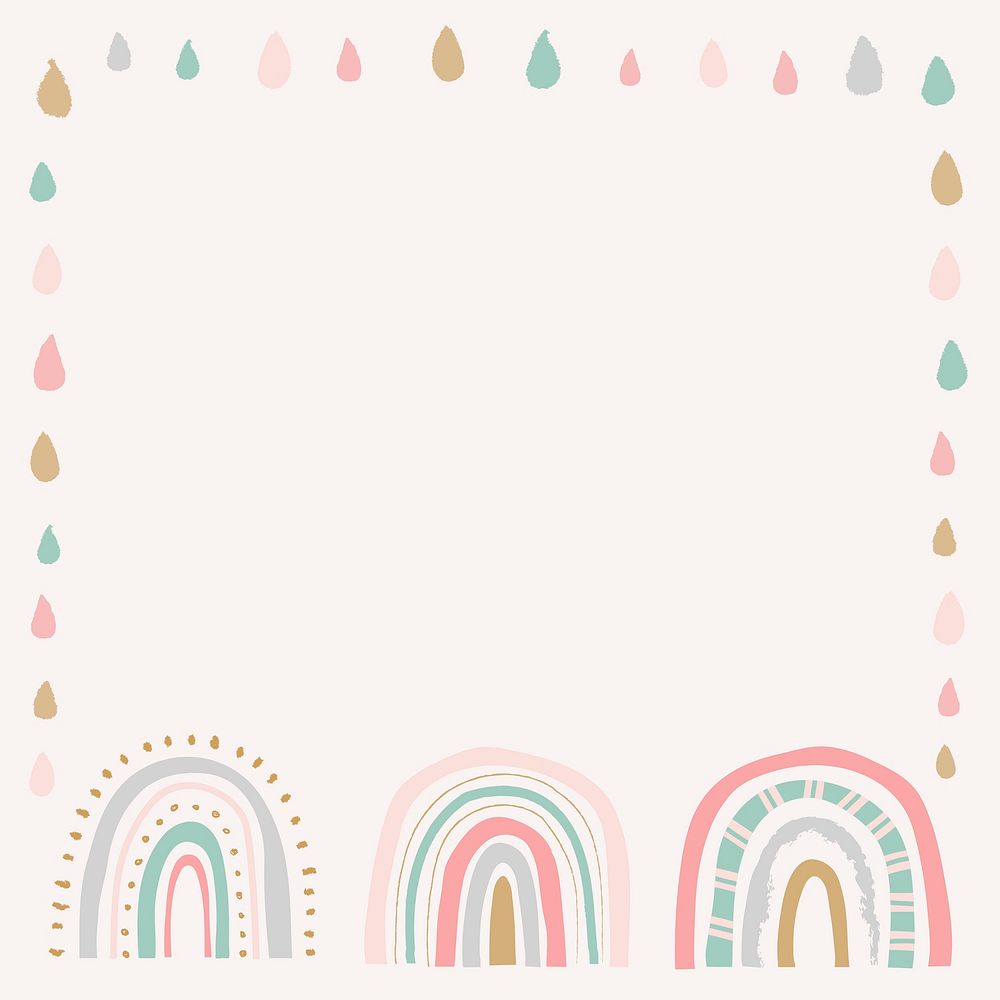 Cute frame, doodle rainbow border design