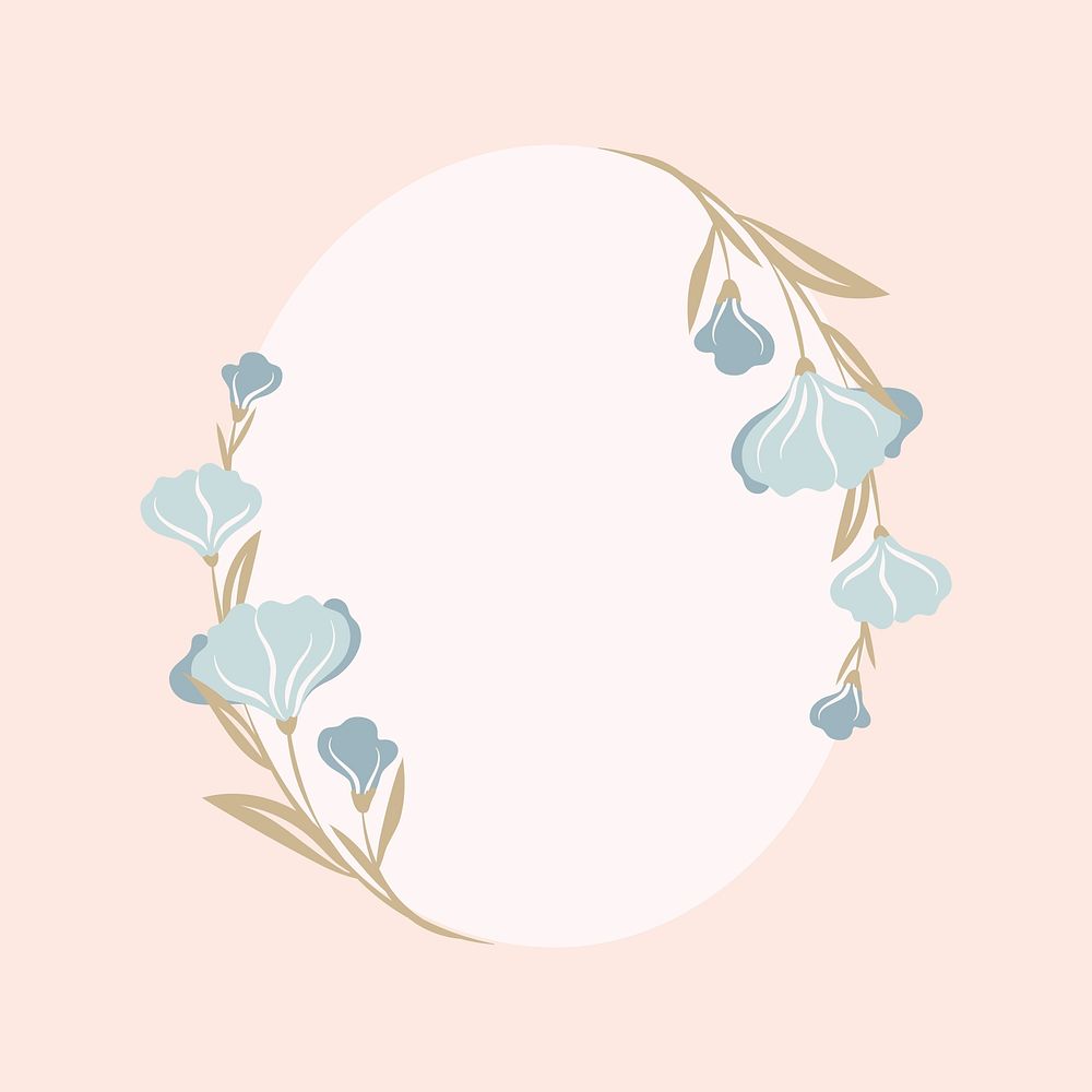 Pastel flower frame, vector, cute illustration